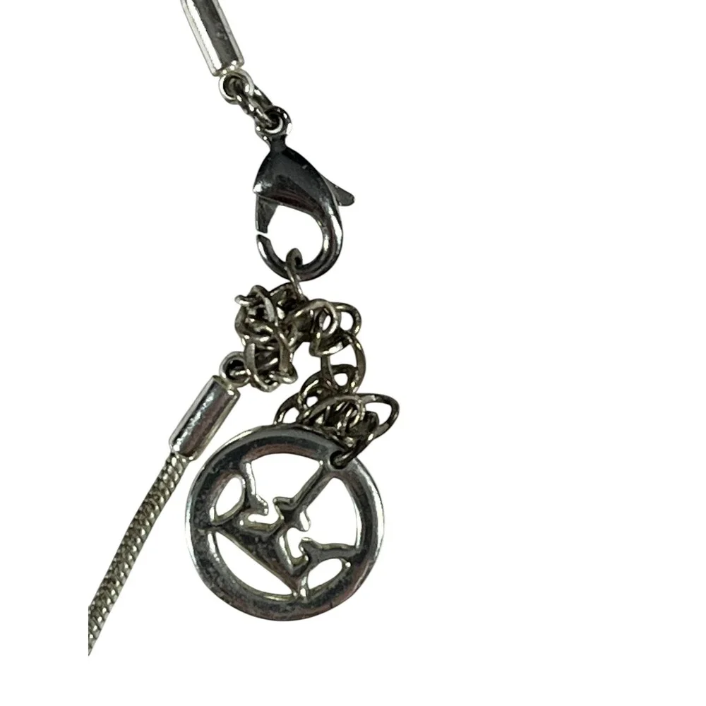 Trifari Silver Tone Textured Pendant Snake Chain Necklace